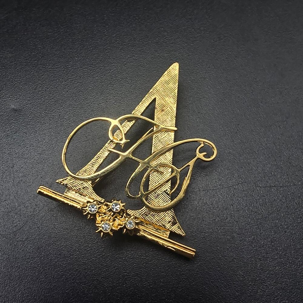 Avon Honor Society Brooch Gold Tone Letter A Vintage